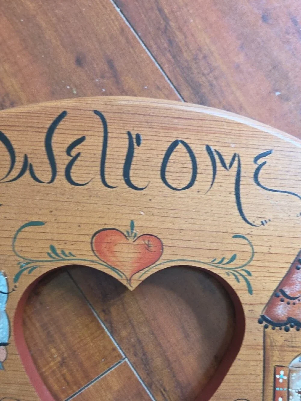 Welcome Heart-Cut Wooden Wall Decor in Brown and Cream